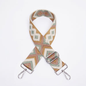 Aztec Embroidered Bag Strap | Beige