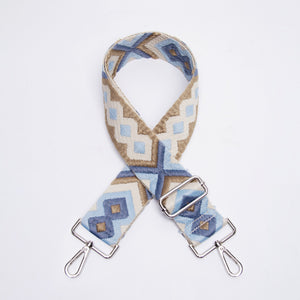 Aztec Embroidered Bag Strap | Blue
