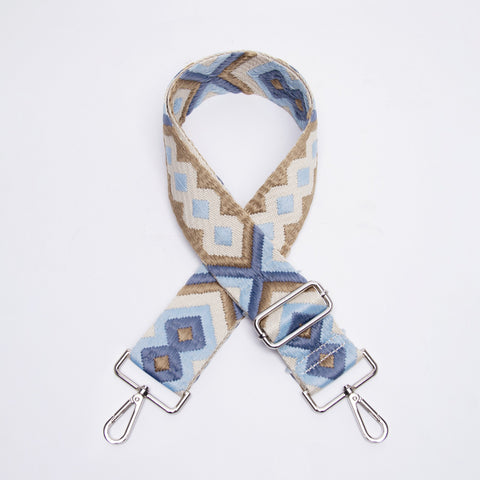 Aztec Embroidered Bag Strap | Blue