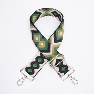 Aztec Embroidered Bag Strap | Green