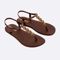 Class Easy On Glow | Flat Sandal | Brown/Gold Glitter