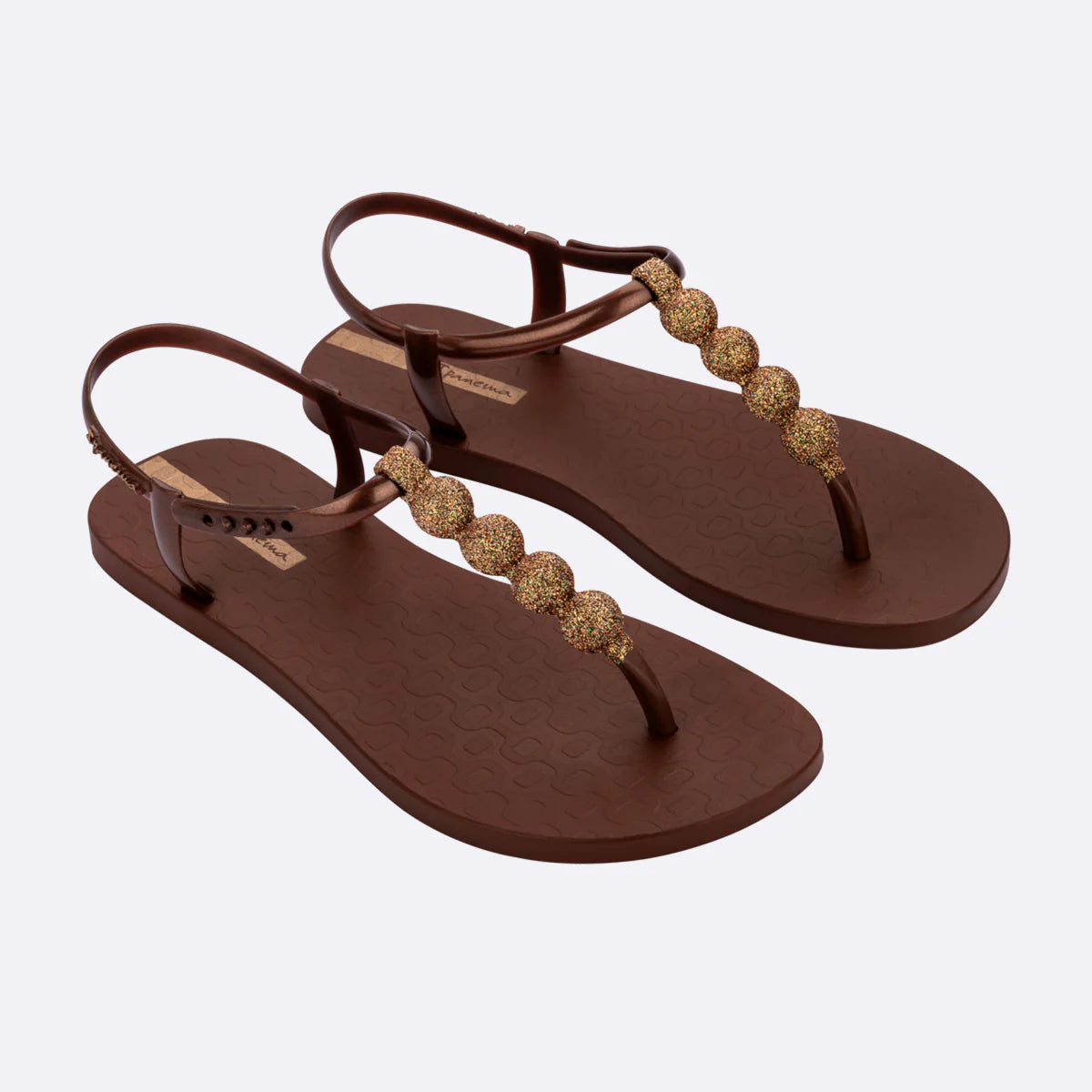 Class Easy On Glow | Flat Sandal | Brown/Gold Glitter