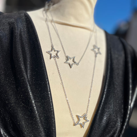 Statement Layered Star Necklace | Silver