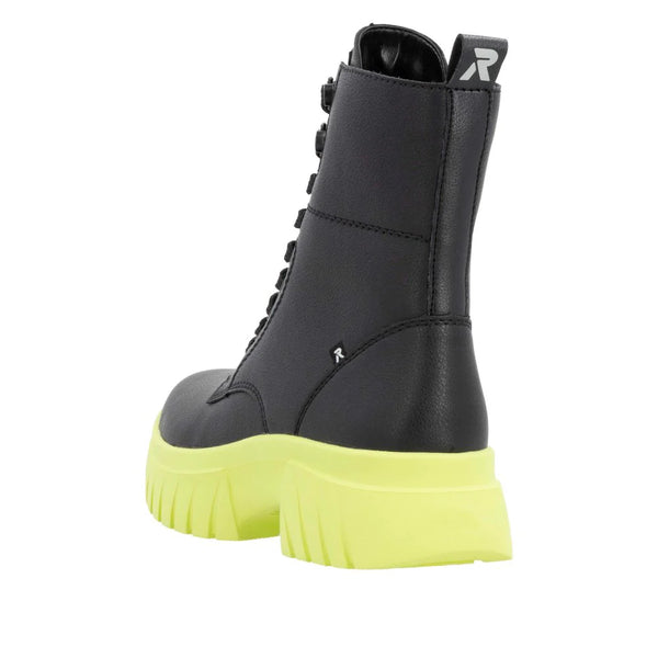 Rieker | Chunky Ankle Boot | W1870-01 | Black/Neon