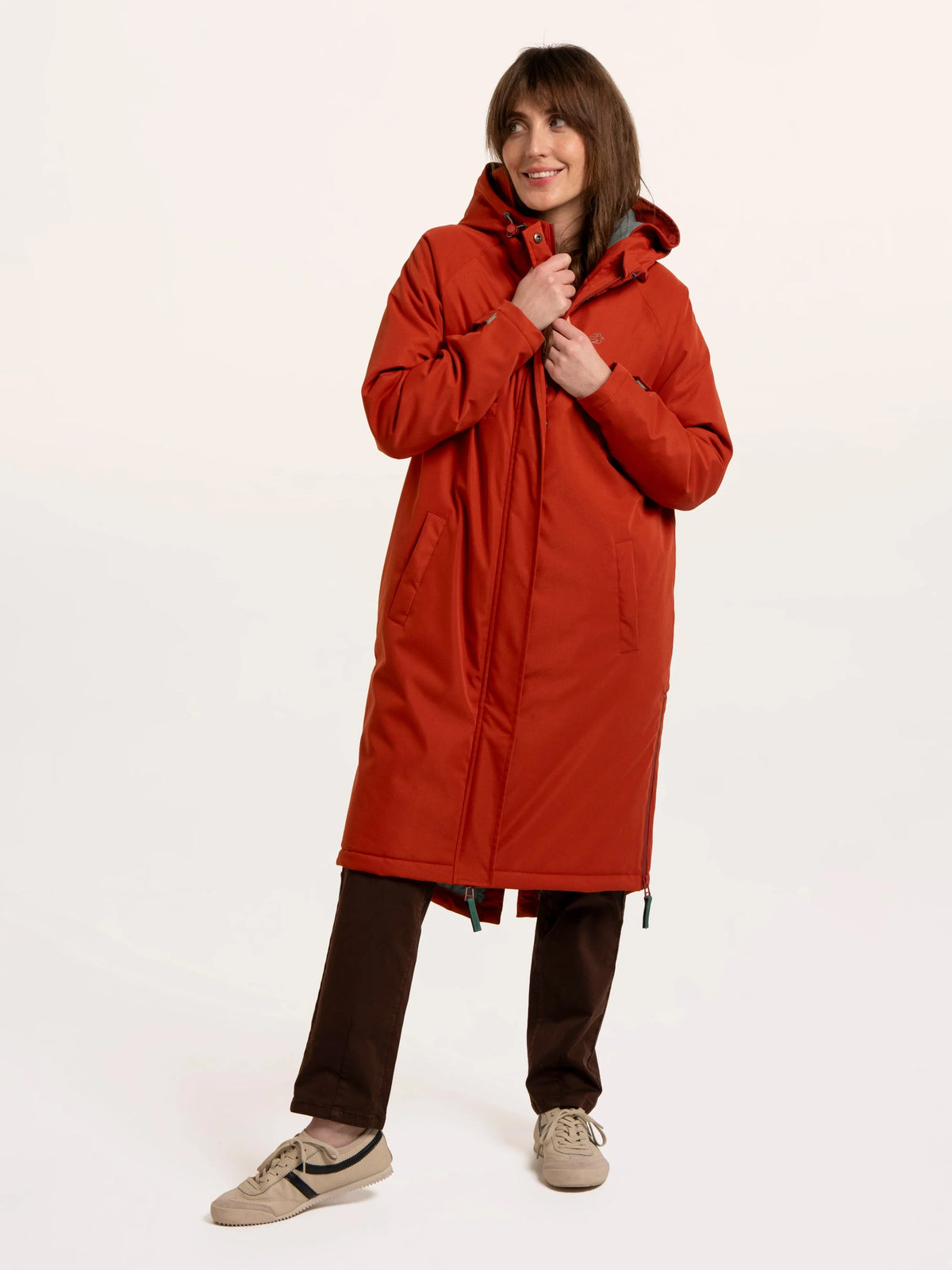 Pop Longline Waterproof Coat | Burnt Orange