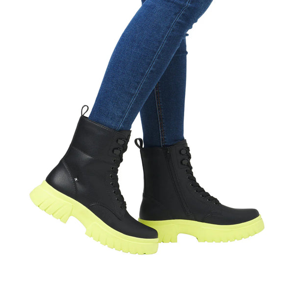 Rieker | Chunky Ankle Boot | W1870-01 | Black/Neon