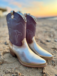 Felmini | Two Tone Cowboy Boots | Gold