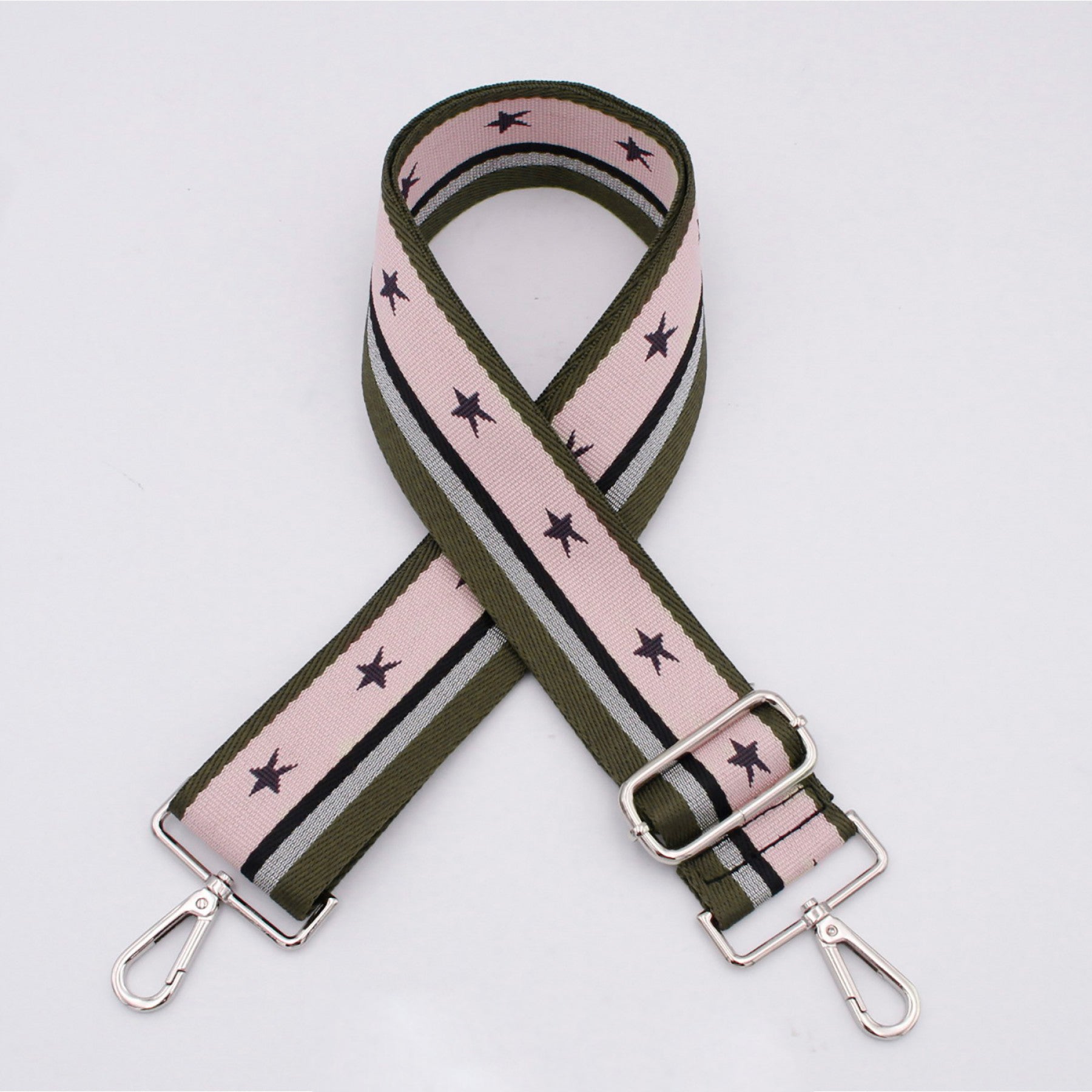Stars and Stripes Bag Strap | Olive/Pink
