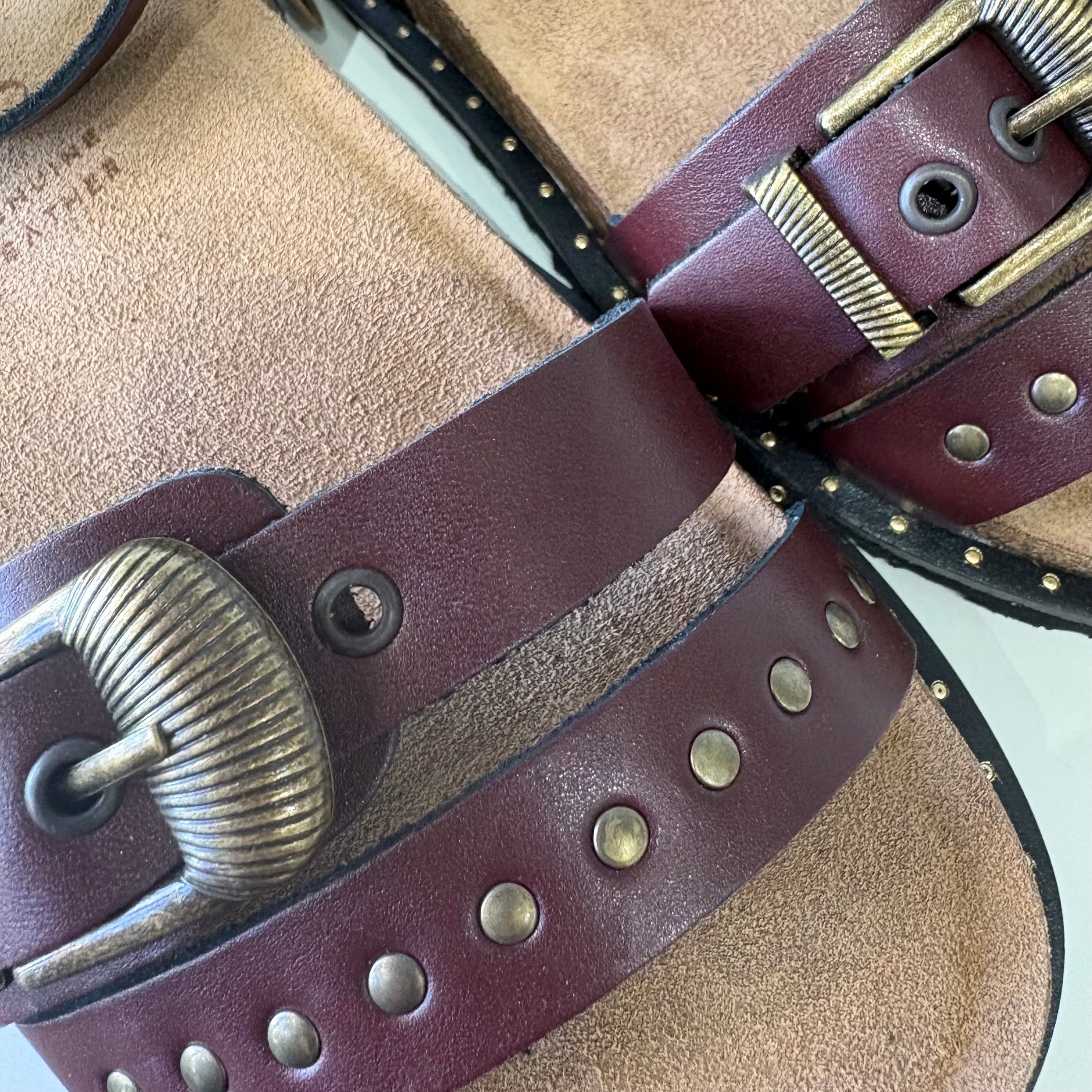 Yokono | BOLUS-260 | Studded Ankle Strap Sandal | Bordeaux