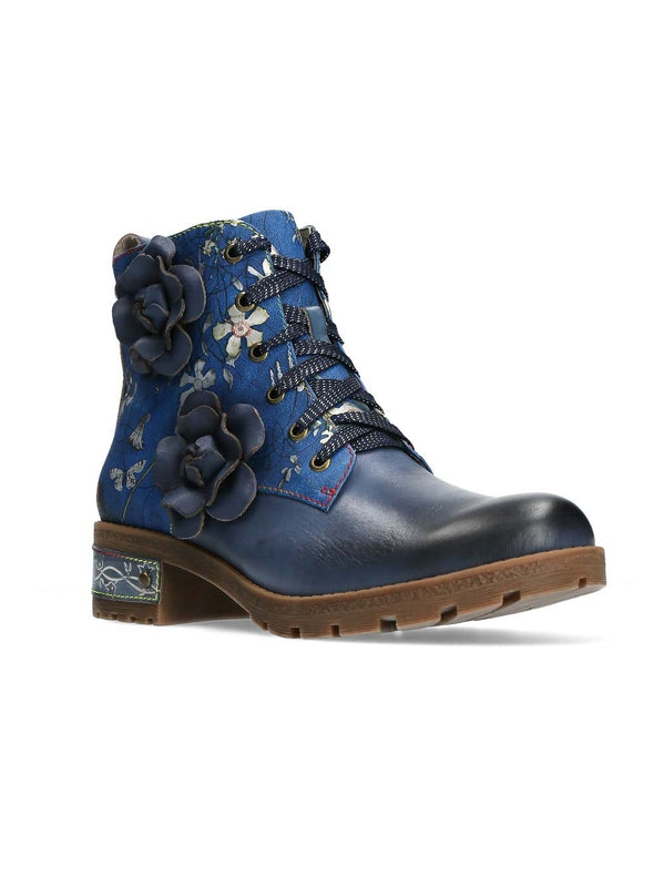 Laura Vita | Cocrailo 47 Floral Ankle Boot | Blue