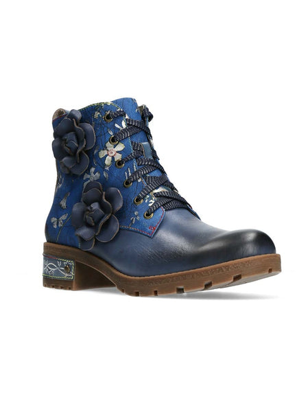 Laura Vita | Cocrailo 47 Floral Ankle Boot | Blue