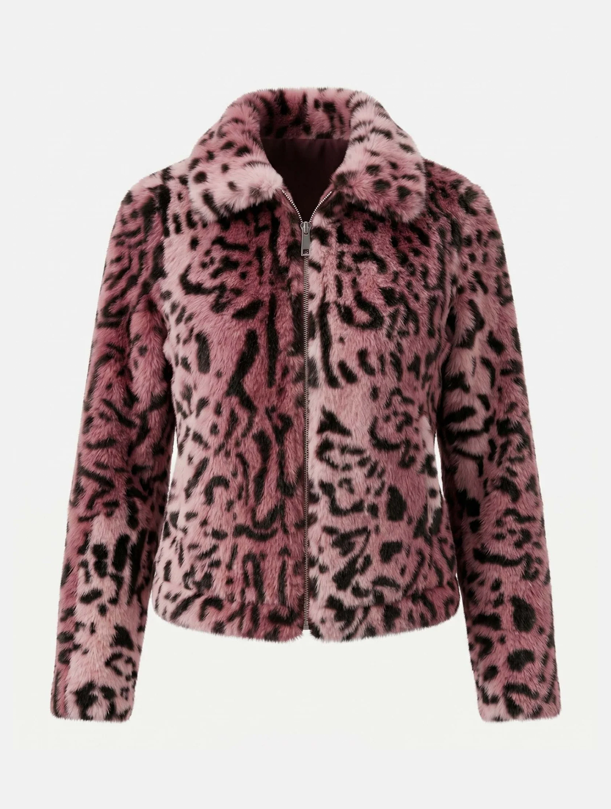 Alice Collins | Connie Faux Fur Leopard Jacket | Powder Pink