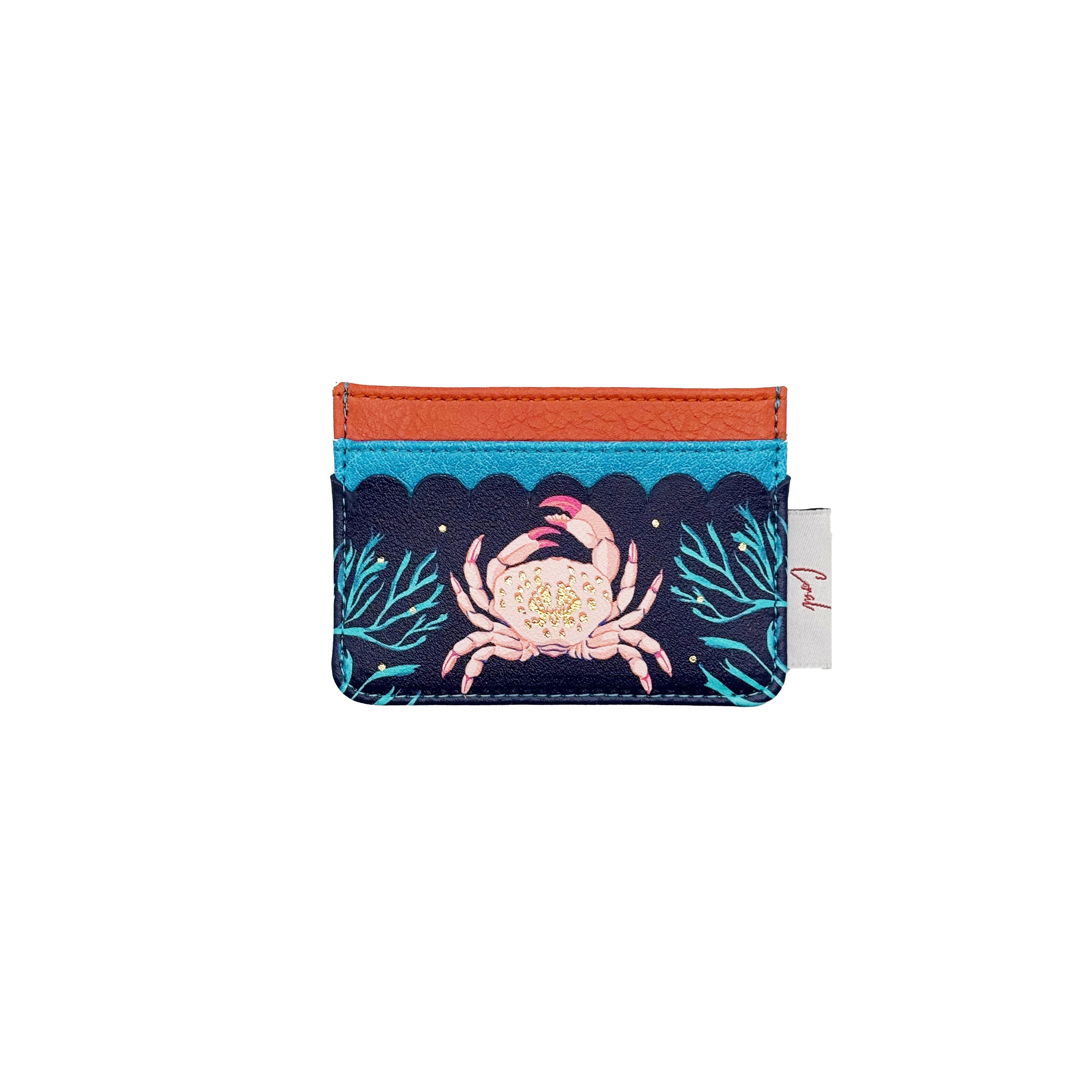 Coral Crab Card Holder