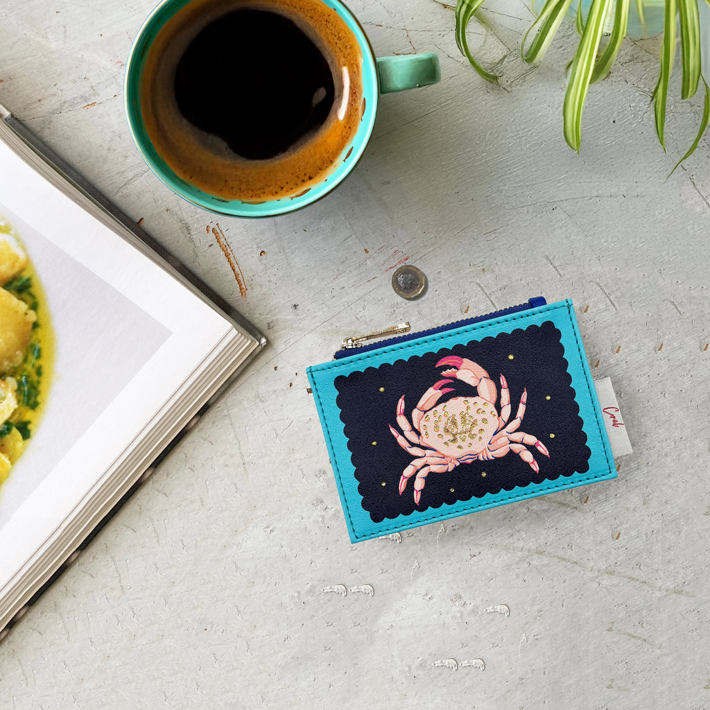 Coral Crab Zip Purse