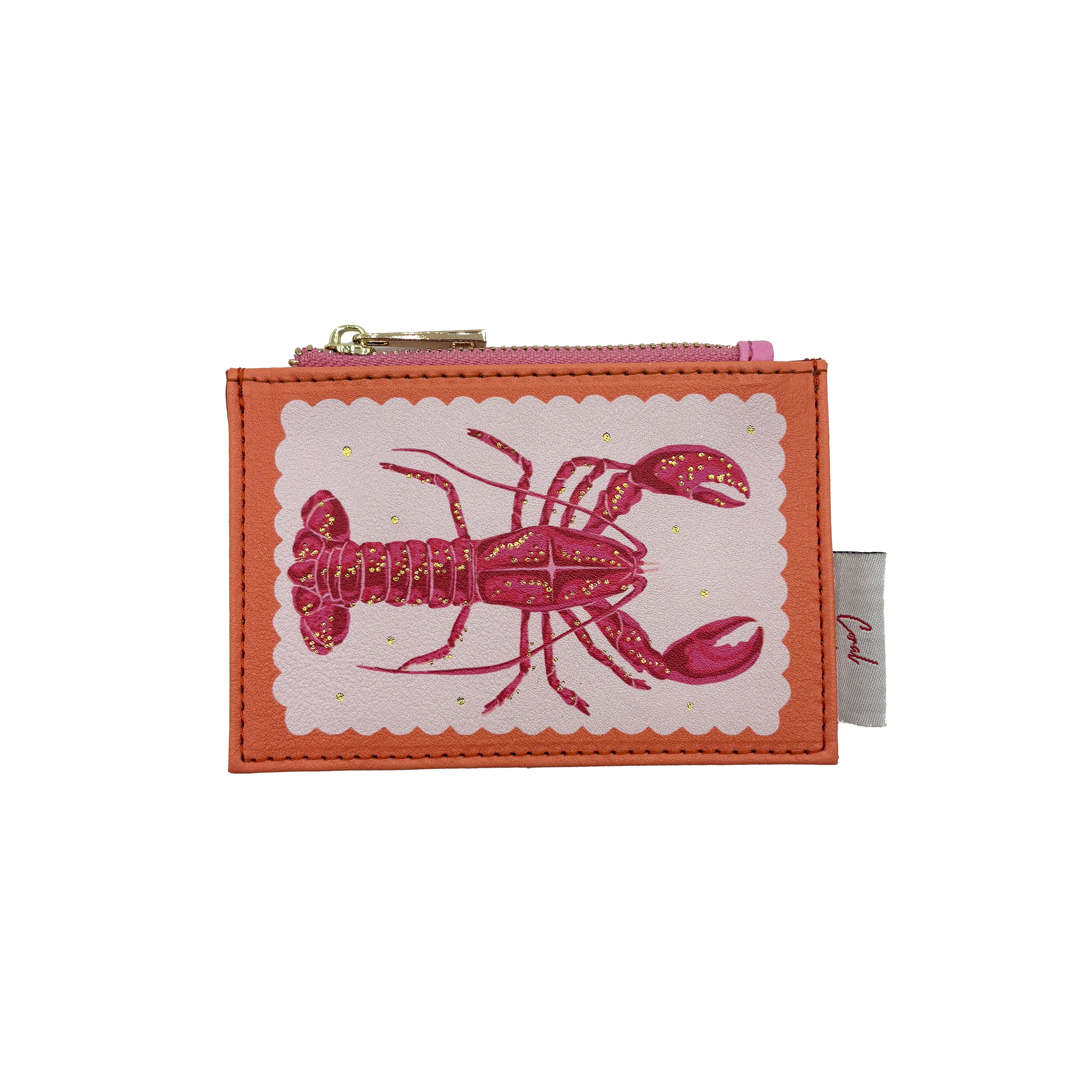 Coral Lobster Zip Purse
