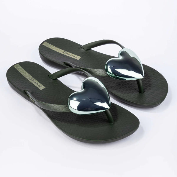 Maxi Heart Fashion Flip Flop | Green