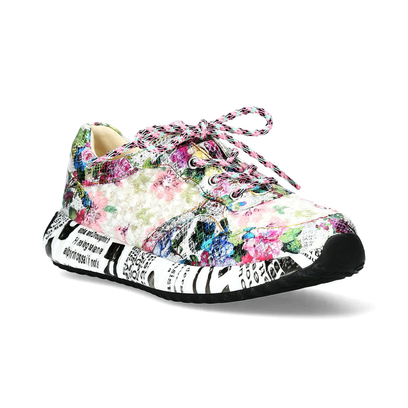 Laura Vita | Burton 05 Sequin Floral Trainer | White Multi
