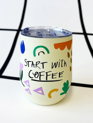 Small Talk Travel Mug | Start with Coffee, End with Wine