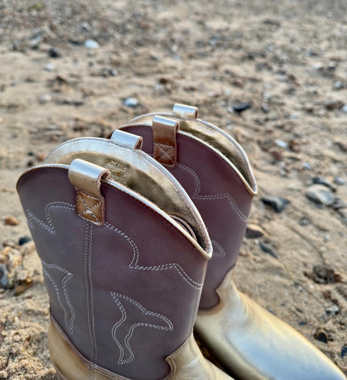 Felmini | Two Tone Cowboy Boots | Gold