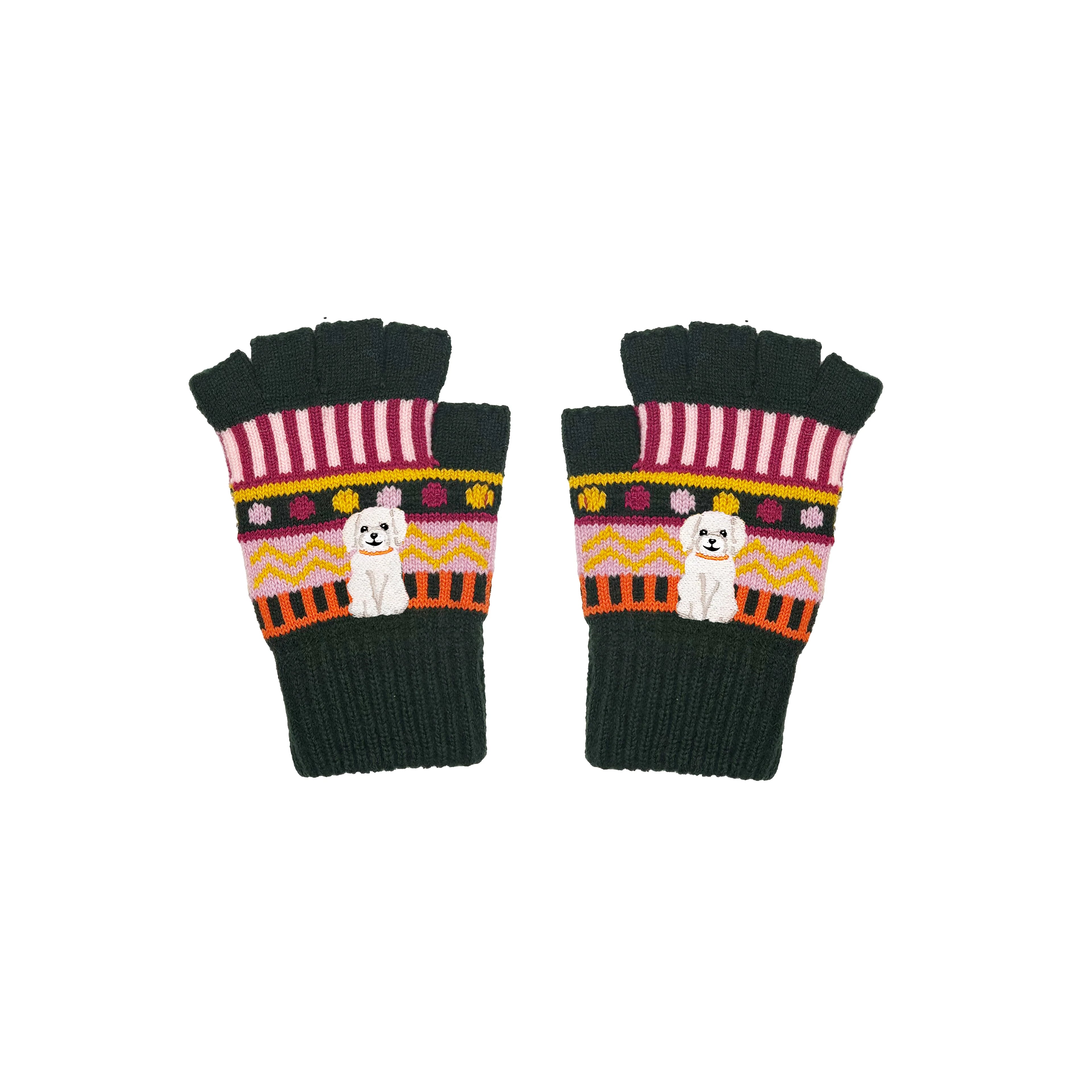 Dog House Fair Isle Fingerless Gloves