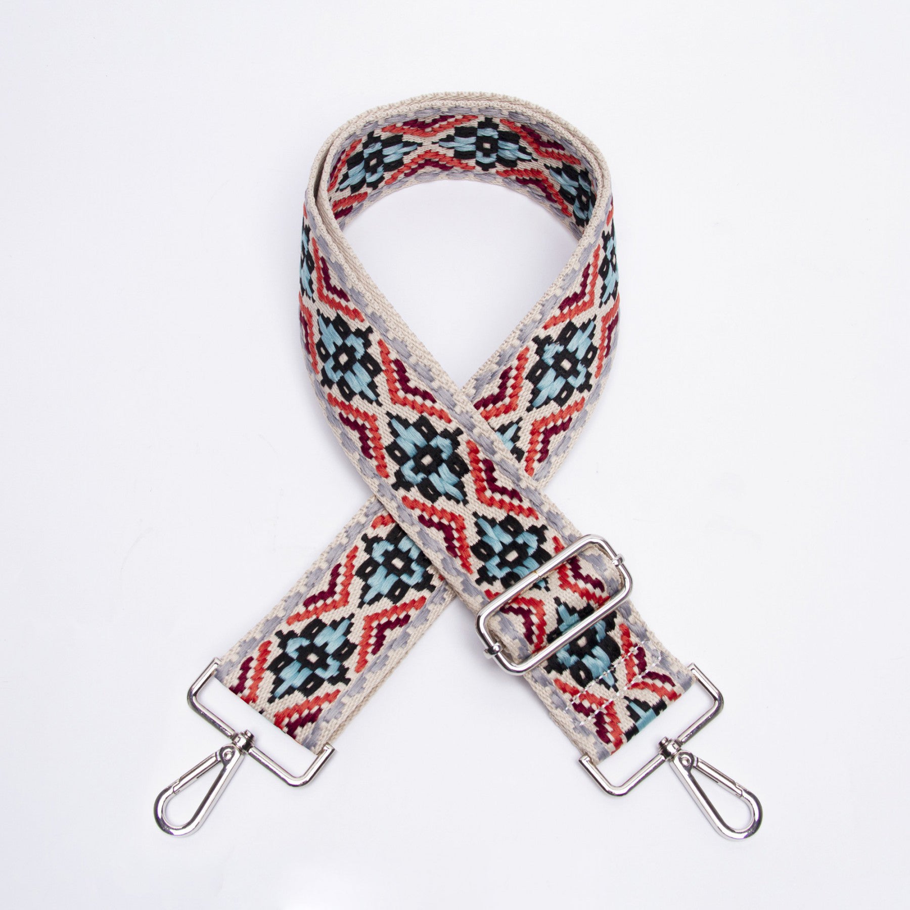 Boho Embroidered Bag Strap | Beige Multi