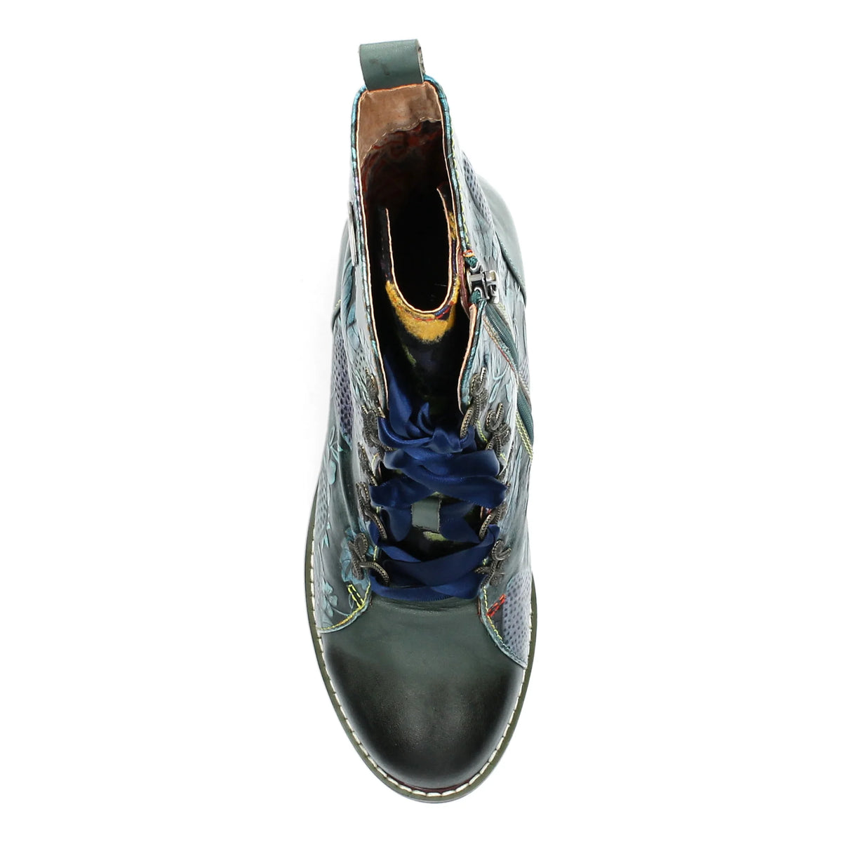 Laura Vita | Evcao 311 Heeled Ankle Boot | Blue/Green Multi