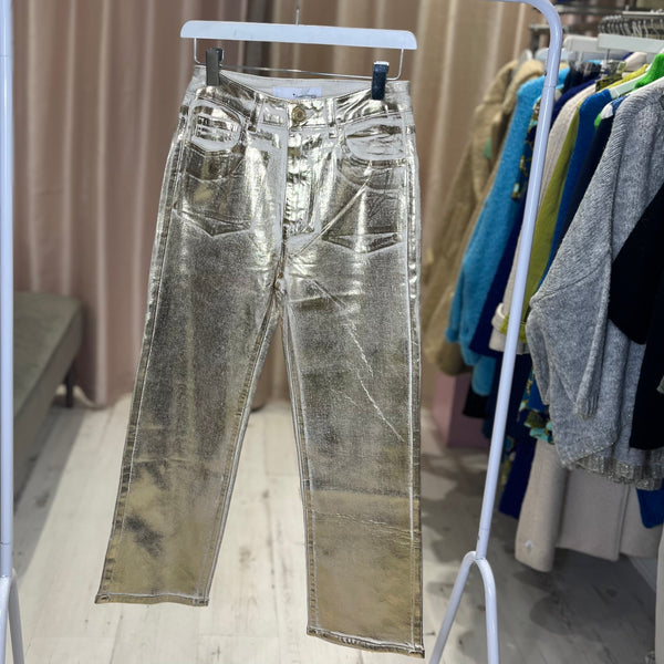 Metallic Straight Leg Jeans | Gold