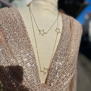 Statement Layered Star Necklace | Gold