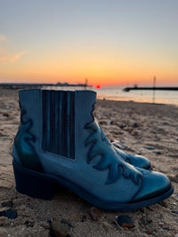 Felmini | Short Two Tone Cowboy Boot | Teal