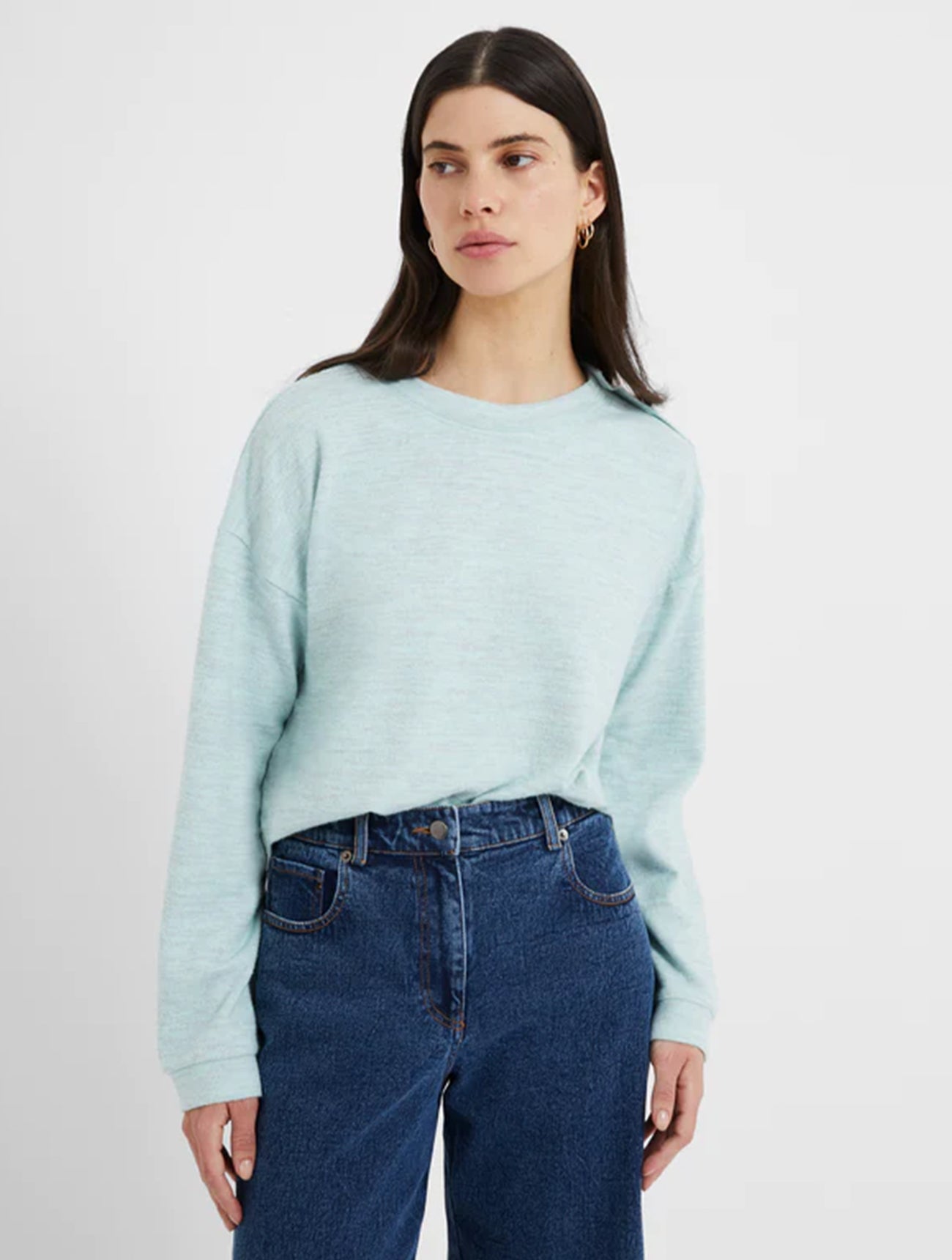 Super Soft Jersey Button Sweatshirt | J7WAF | Aqua Green