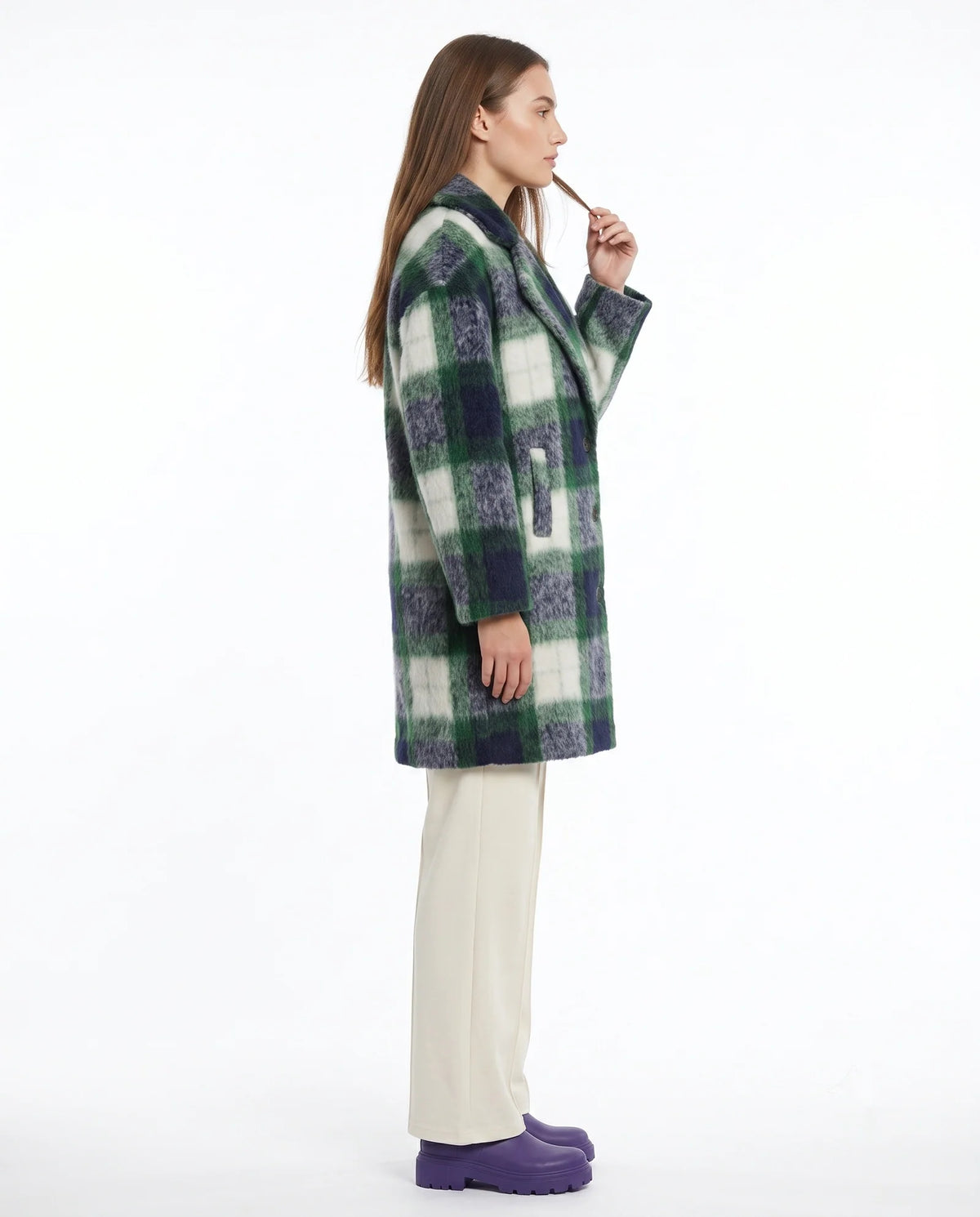 Alice Collins | Tiana Pea Coat | Rich Navy/Green