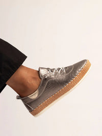 Lunar|Evette | Leather Plimsoll | Pewter