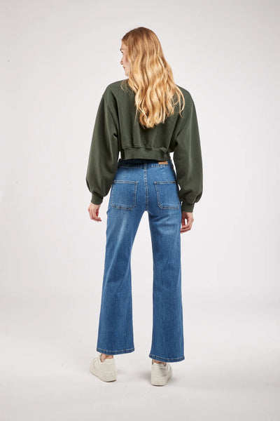 Toxik3 Rowan Wide Leg Cropped Retro Jeans | Blue