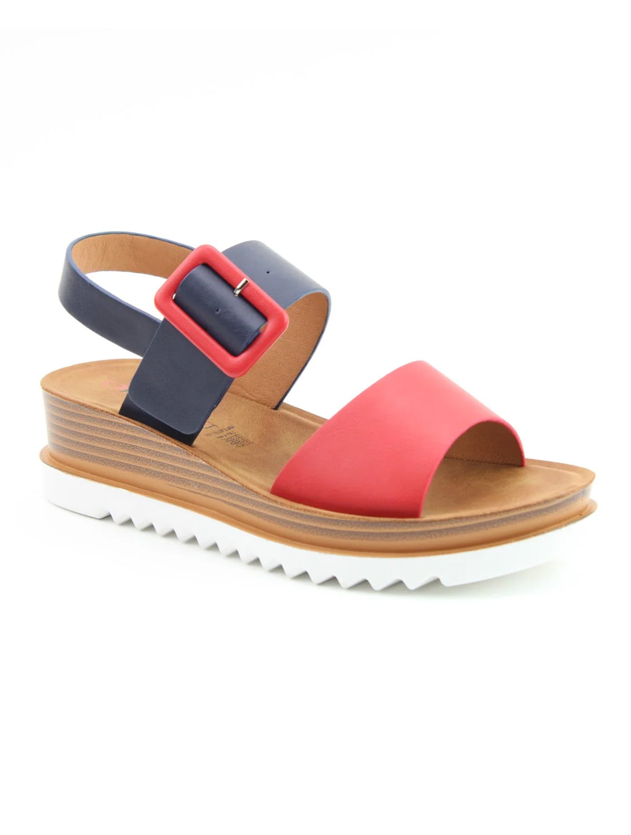 Pistachio Low Wedge Sandal | Navy/Red