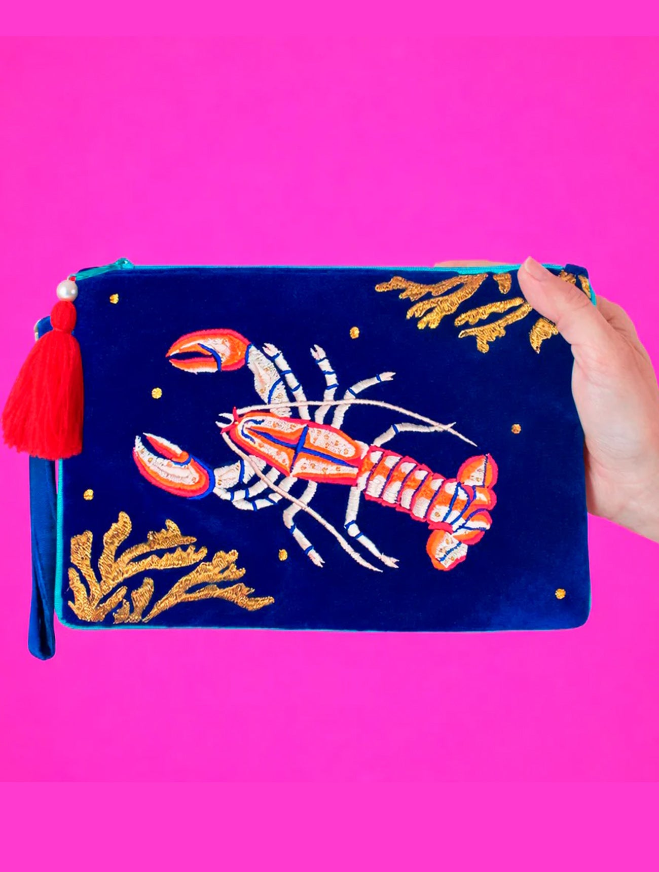 Coral Lobster Clutch Bag