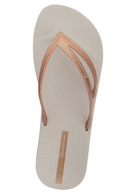 Bossa Soft V Flip Flops | Beige/Gold