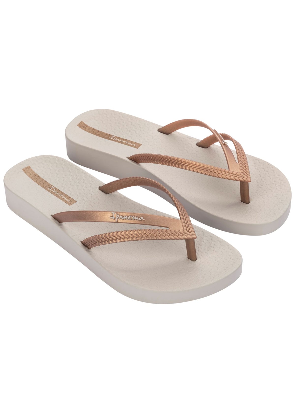 Bossa Soft V Flip Flops | Beige/Gold