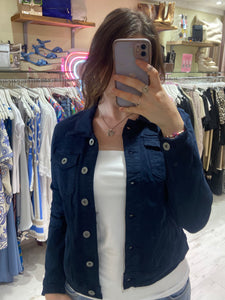 Denim Fitted Stretch Jacket | Navy
