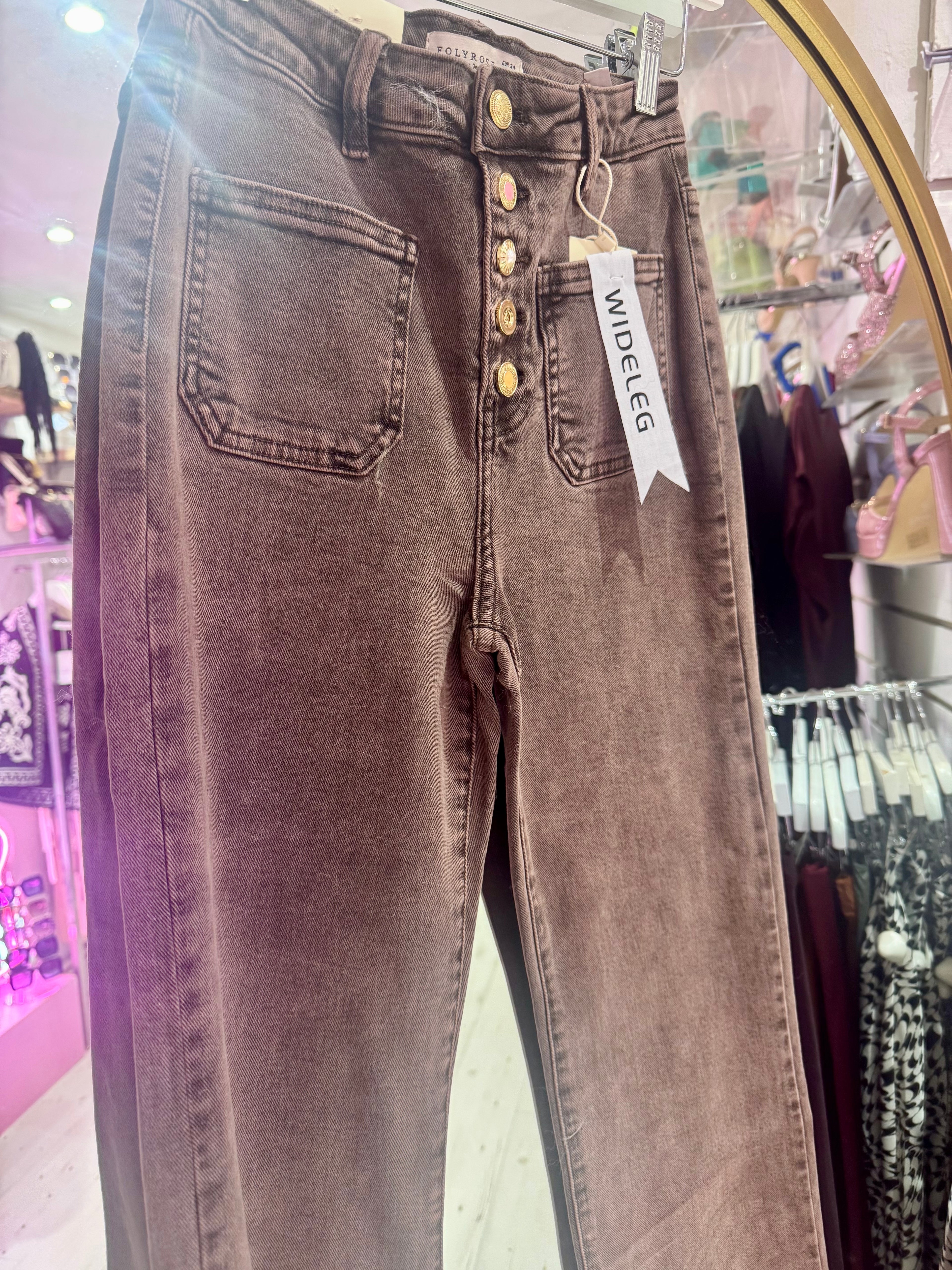 Folyrose Retro Wide Leg Jeans | Vintage Dusky Pink Wash