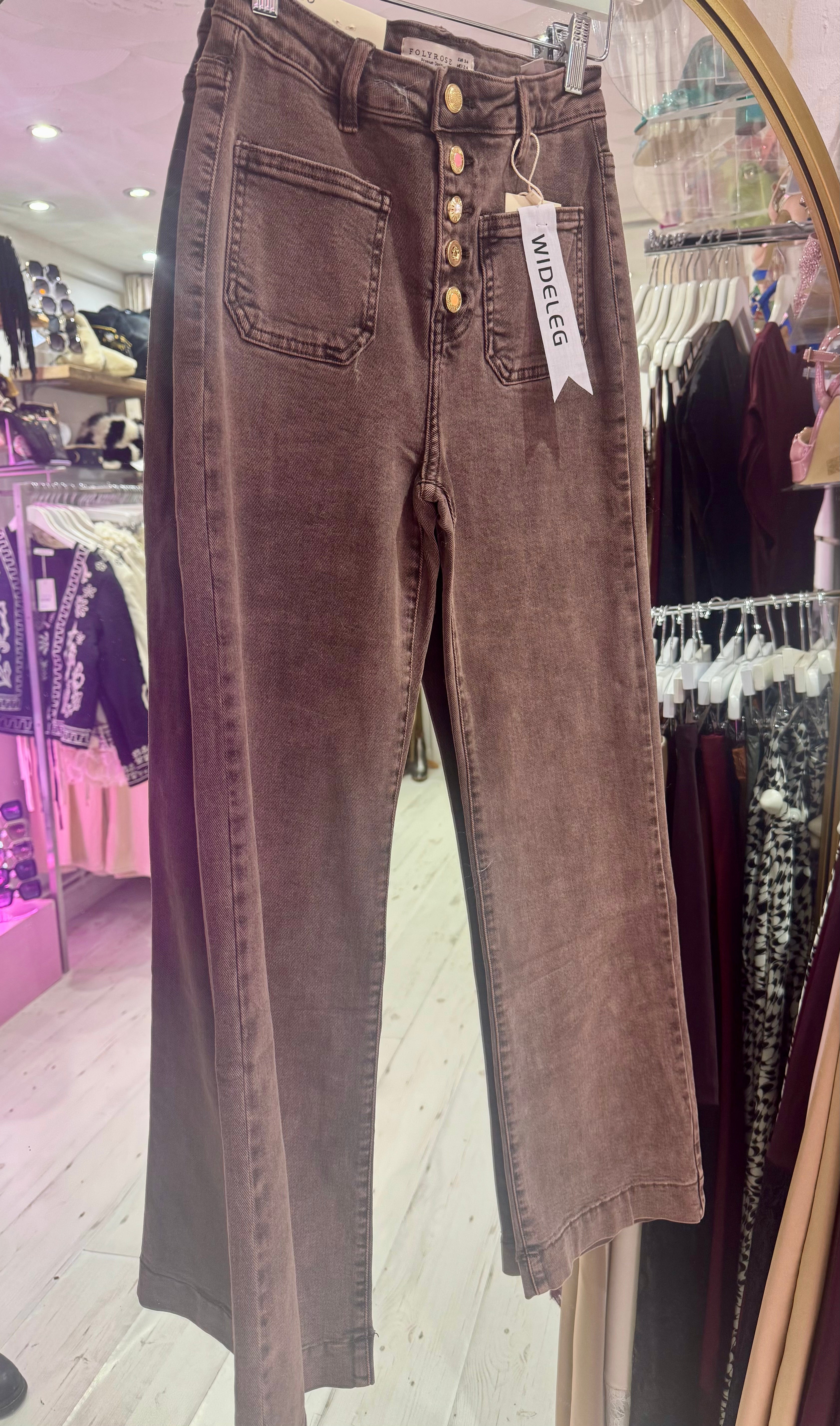 Folyrose Retro Wide Leg Jeans | Vintage Dusky Pink Wash