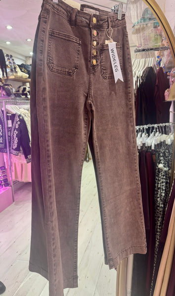 Folyrose Retro Wide Leg Jeans | Vintage Dusky Pink Wash