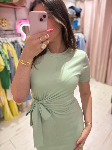 Jersey Stretch Tie Detail Midi Dress | Mint