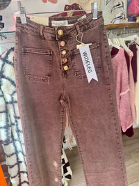 Folyrose Retro Wide Leg Jeans | Vintage Dusky Pink Wash