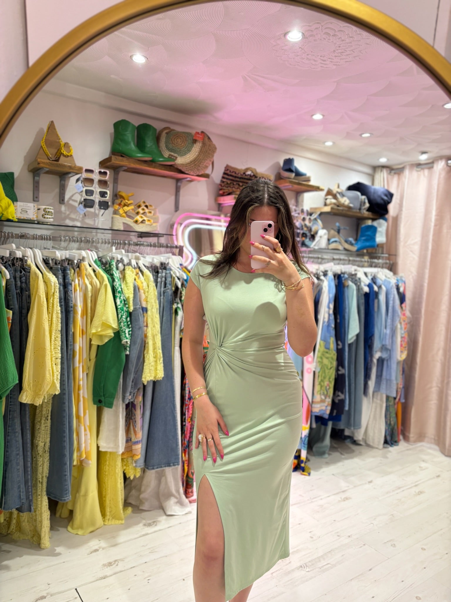 Jersey Stretch Knot Detail Midi Dress | Mint