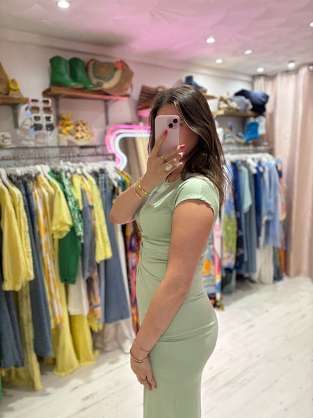 Jersey Stretch Knot Detail Midi Dress | Mint