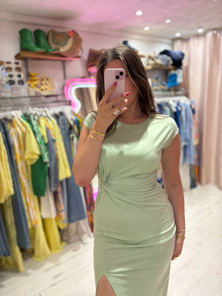 Jersey Stretch Knot Detail Midi Dress | Mint