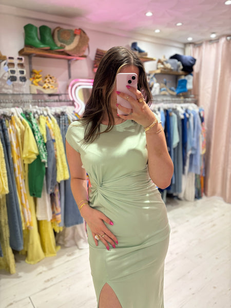 Jersey Stretch Knot Detail Midi Dress | Mint