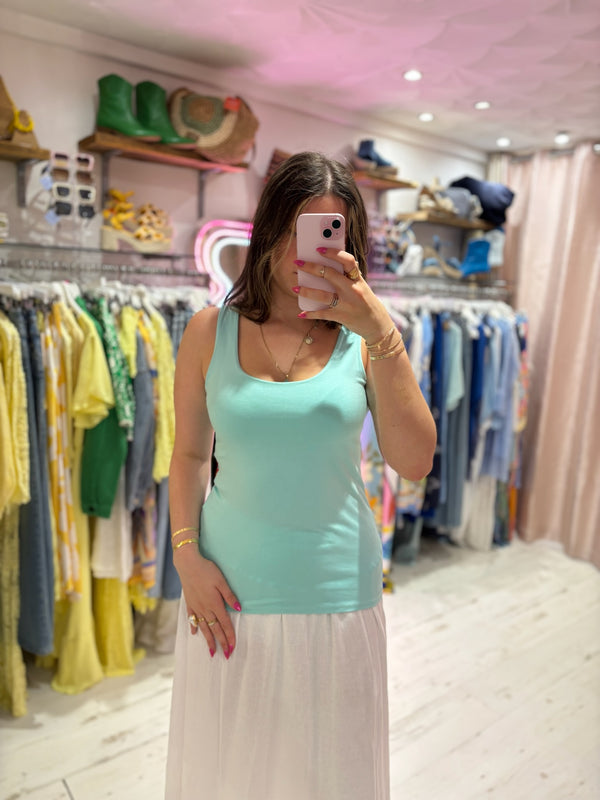 Basic Double Layered Vest | Aqua