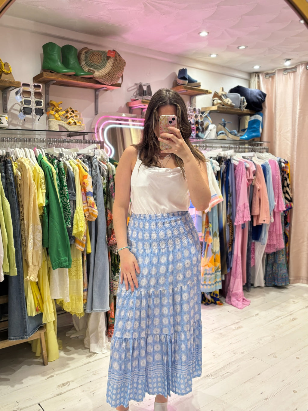 Louisa Printed 2-in-1 Dress and Skirt | Light Blue Boho Print