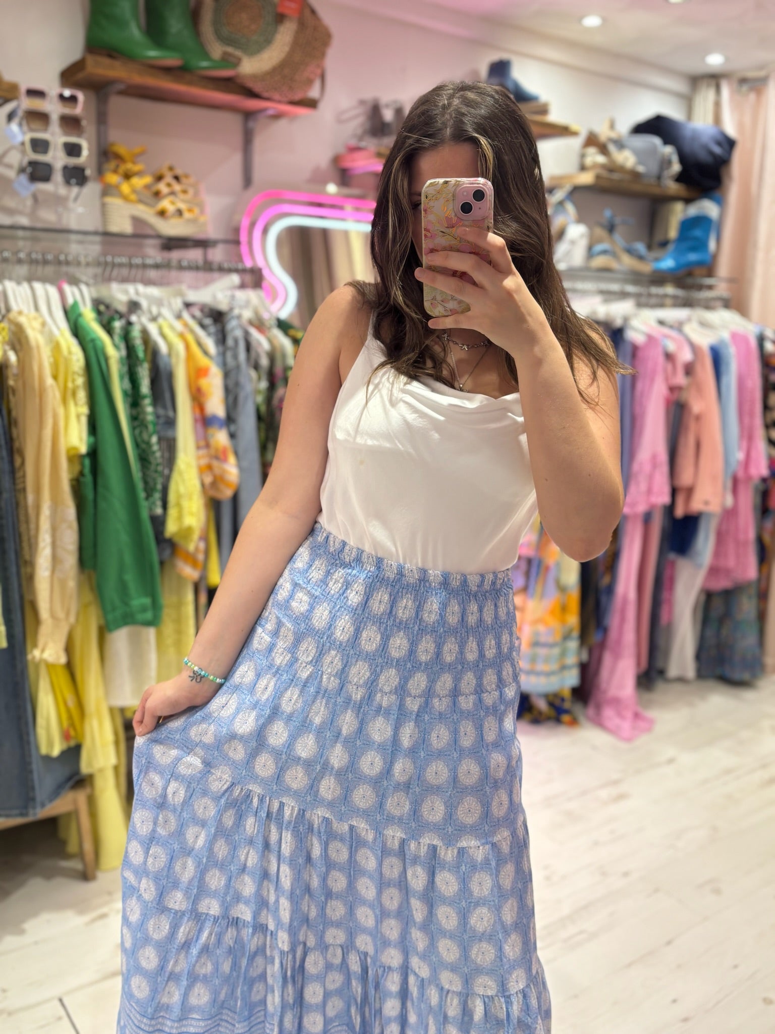 Louisa Printed 2-in-1 Dress and Skirt | Light Blue Boho Print